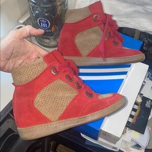MTNG Originals wedge leather Red and Tan Sneakers
